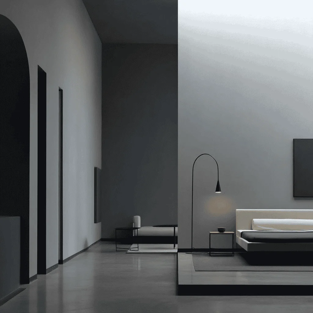 A minimalist interior with clean lines and natural light